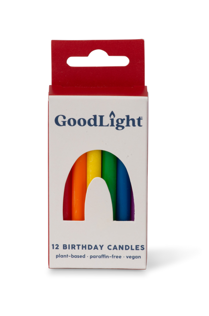GoodLight Natural Candles - Vegan Birthday Candles | 12-Count Box: Multi-Color