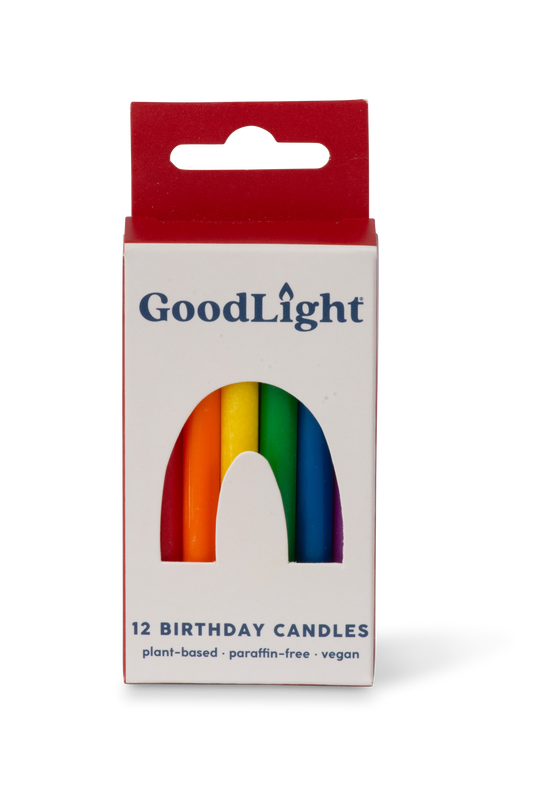 GoodLight Natural Candles - Vegan Birthday Candles | 12-Count Box: Multi-Color