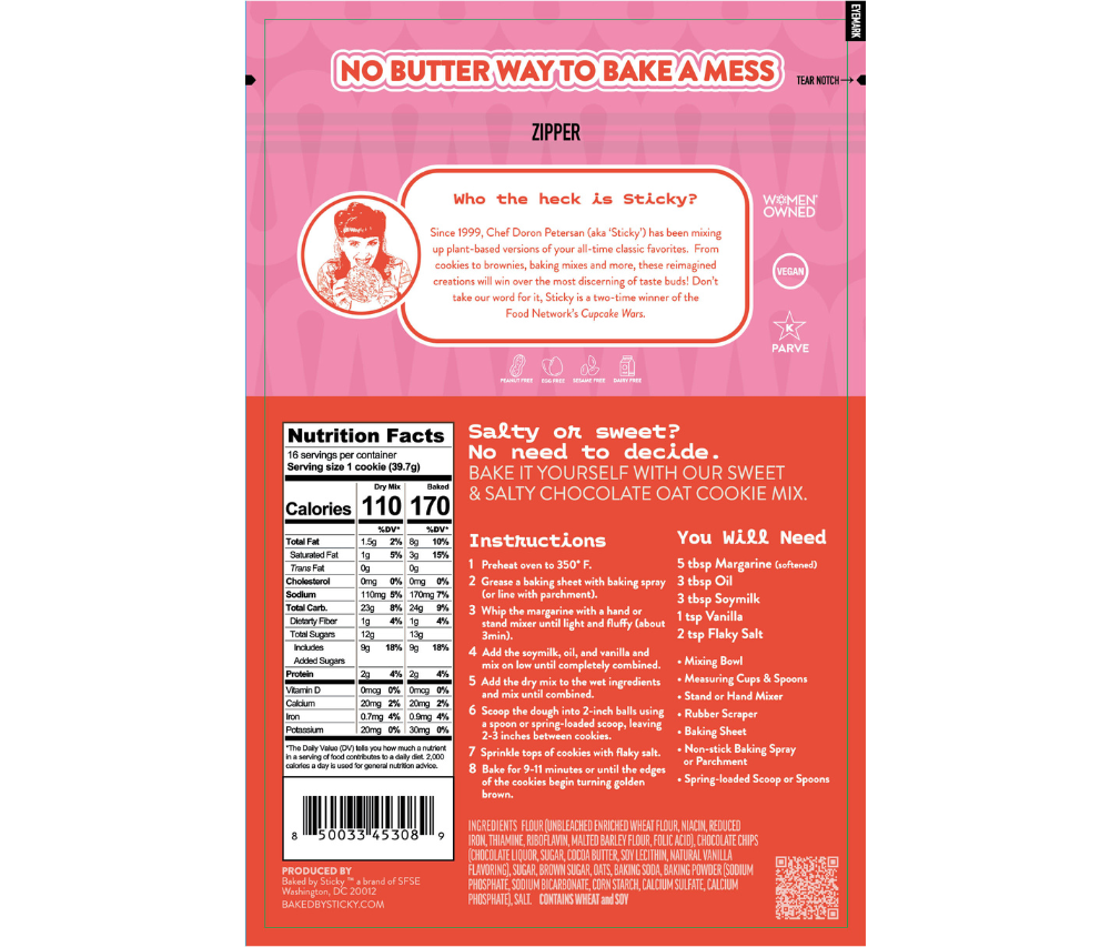 Baked by Sticky - Vegan Sweet & Salty Chocolate Chip Cookie Mix