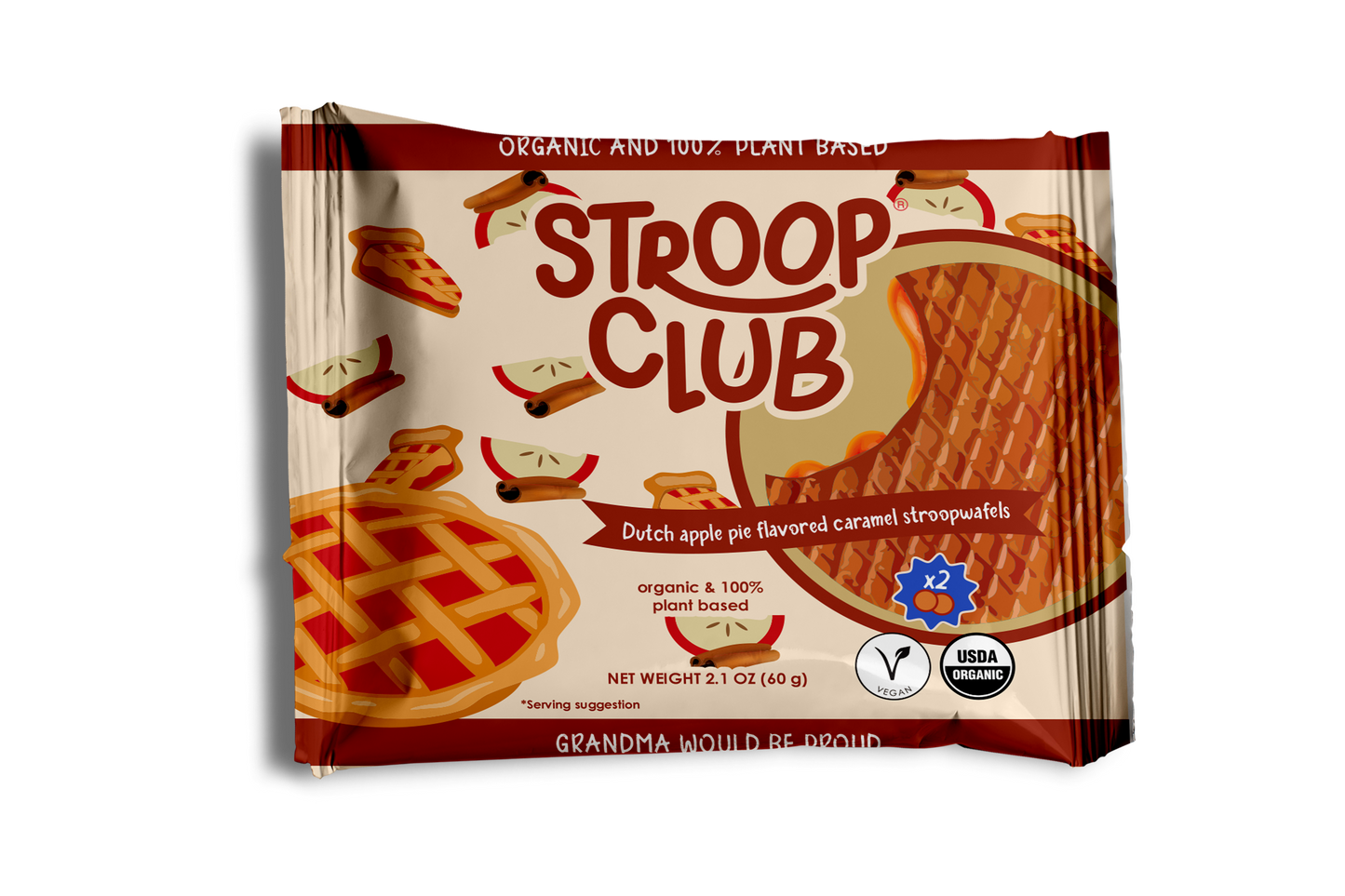 Stroop Club - Apple Pie Caramel Organic and Plant Based Stroopwafel 2-pack