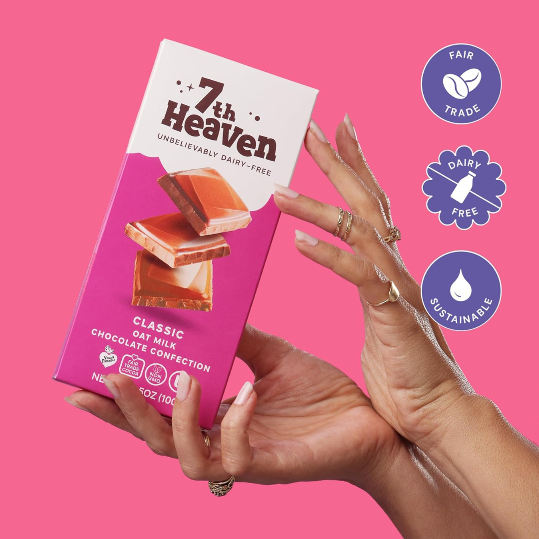 7th Heaven Chocolate - Classic Oat Milk Chocolate Bar - Vegan, Organic, Dairy-Free