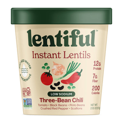 Lentiful - Low Sodium Three-Bean Chili Instant Lentils