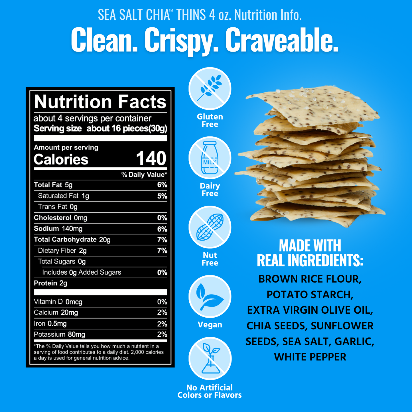Every Body Eat® - Sea Salt Chia Snack Thins 4oz