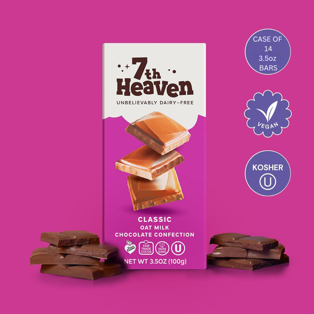 7th Heaven Chocolate - Classic Oat Milk Chocolate Bar - Vegan, Organic, Dairy-Free