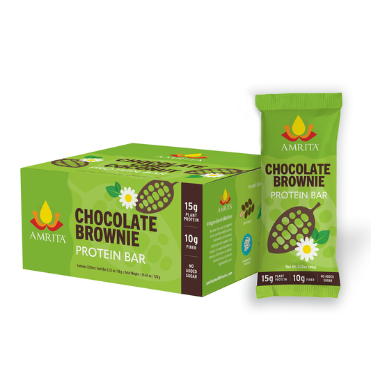 Amrita Health Foods - Chocolate Brownie Protein Bars, High Fiber, No Added Sugar