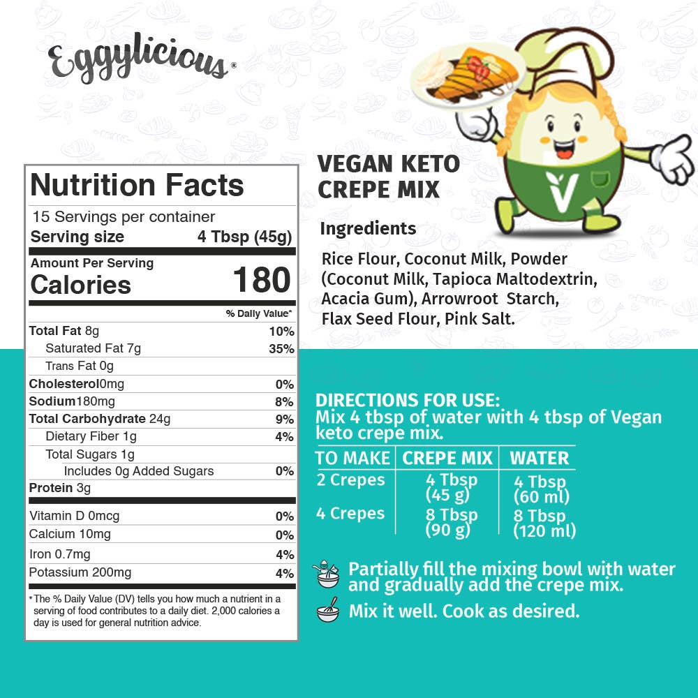 Granary Mart - Eggylicious Vegan Keto Crepe Mix - 1.5 lbs