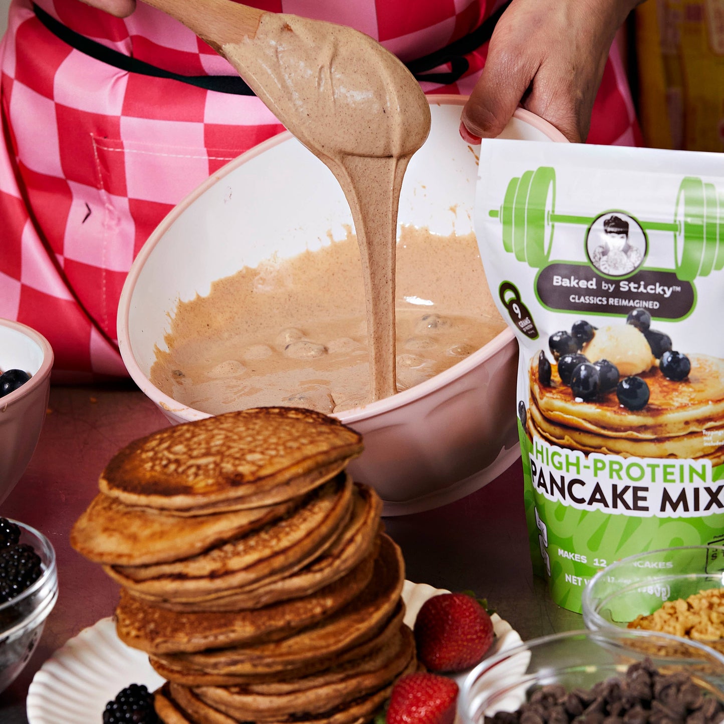 Baked by Sticky - High-Protein Vegan Pancake Mix, 9g Plant Protein, Kosher
