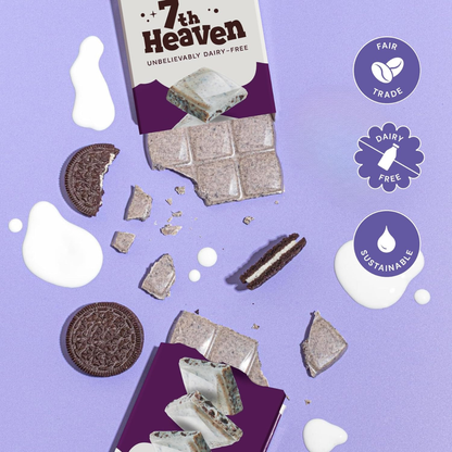 7th Heaven Chocolate - Vegan Oat White Chocolate Bar: White Cocoa & Cookies, Kosher