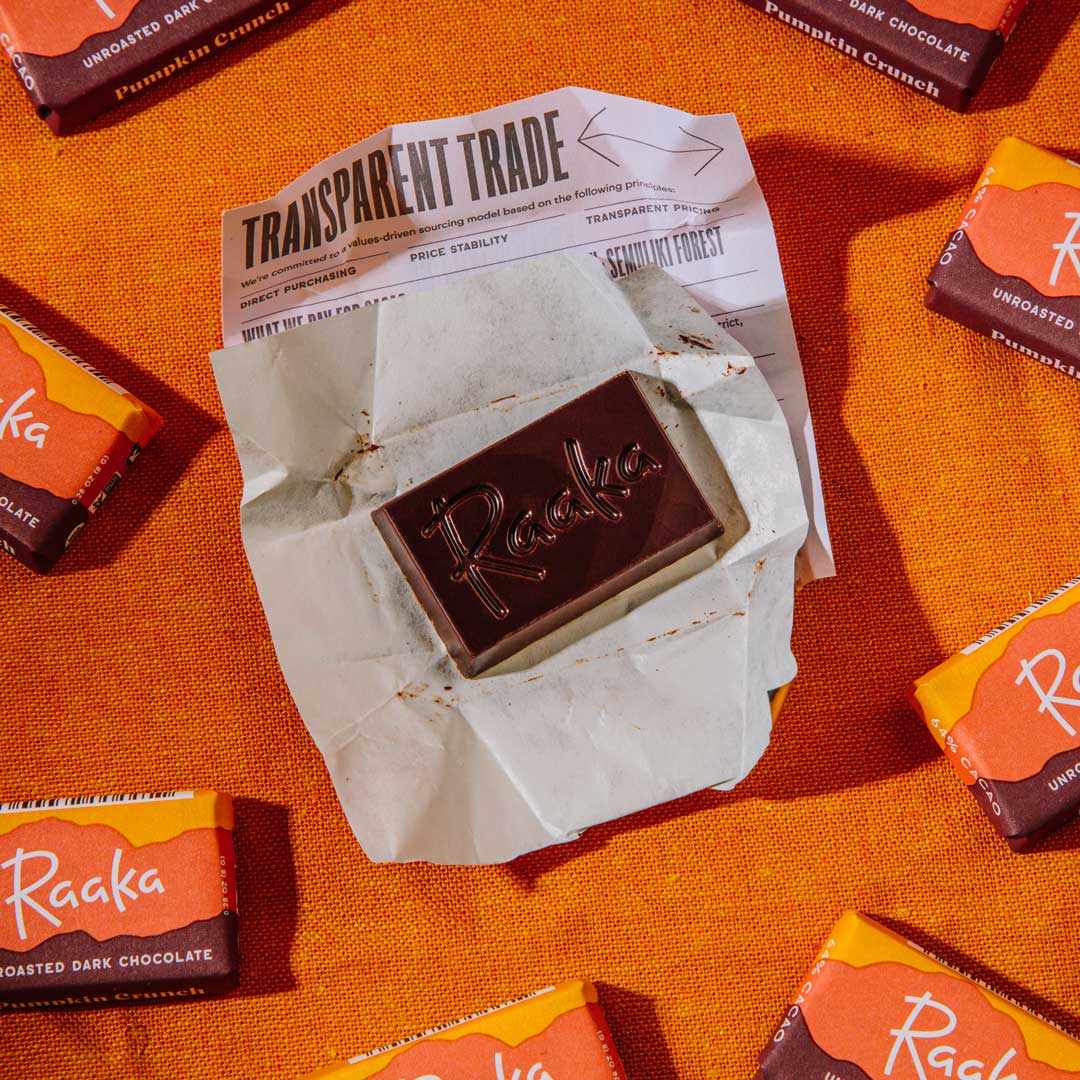 Raaka Chocolate - Pumpkin Crunch Mini Chocolate Bars - Fall Halloween Limited