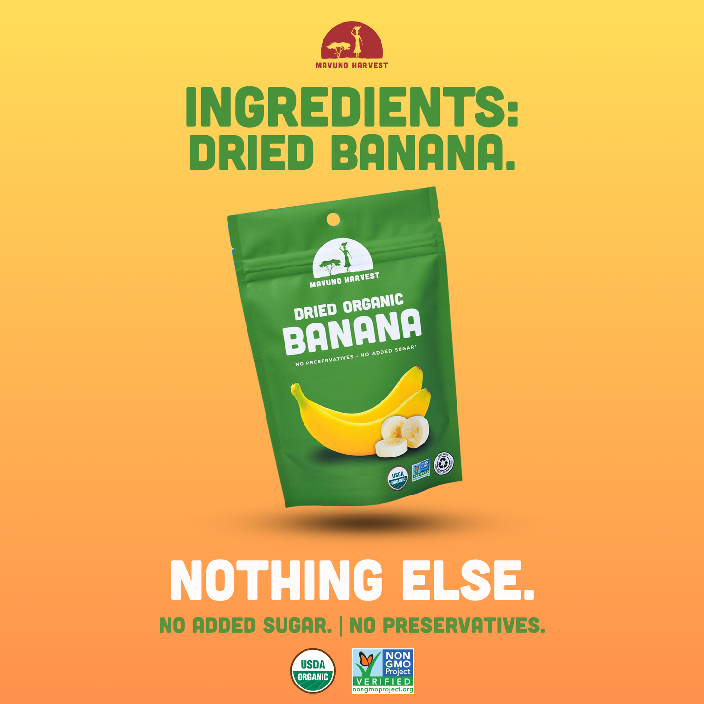 Mavuno Harvest - Dried Banana: 2 OZ