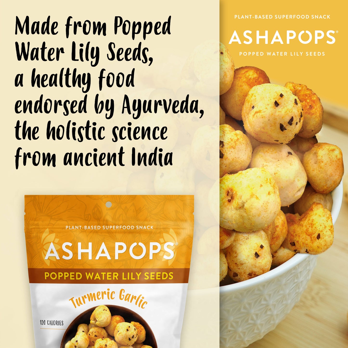 AshaPops - 1oz Turmeric - AshaPops Popped Water Lily Seeds