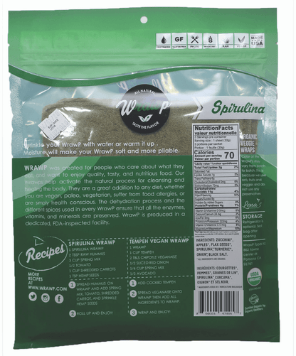 WrawP Foods - Mini Veggie Wraps: Spirulina