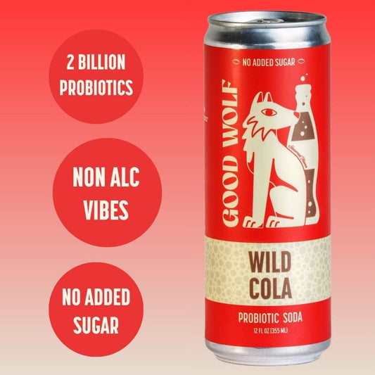 Good Wolf Beverages - Wild Cola Probiotic Soda - No Added Sugar - 12oz