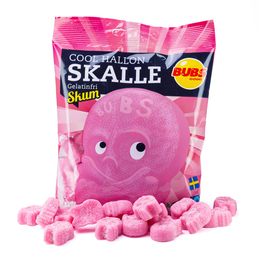 Candy People USA - BUBS Cool Raspberry Foam Skulls 90g Bags - (Cool Hallonskalle)