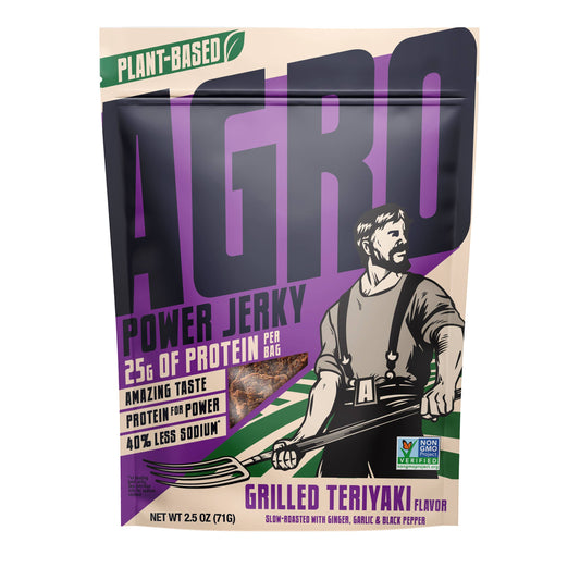 AGRO POWER Jerky - AGRO POWER Jerky - Vegan - Grilled Teriyaki (8 x 2.5oz Bags)