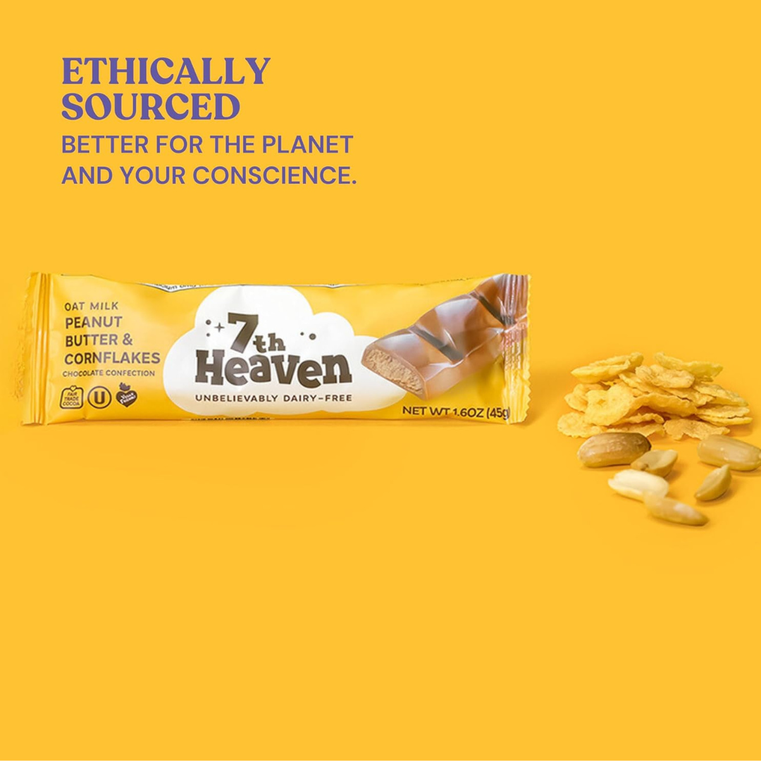 7th Heaven Chocolate - Vegan Oat Milk Chocolate Bar - Peanut Butter & Cornflakes