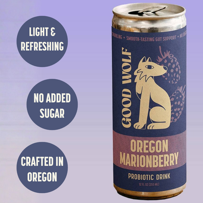 Good Wolf Beverages - Marionberry Probiotic Soda - No Added Sugar; Hand-Crafted