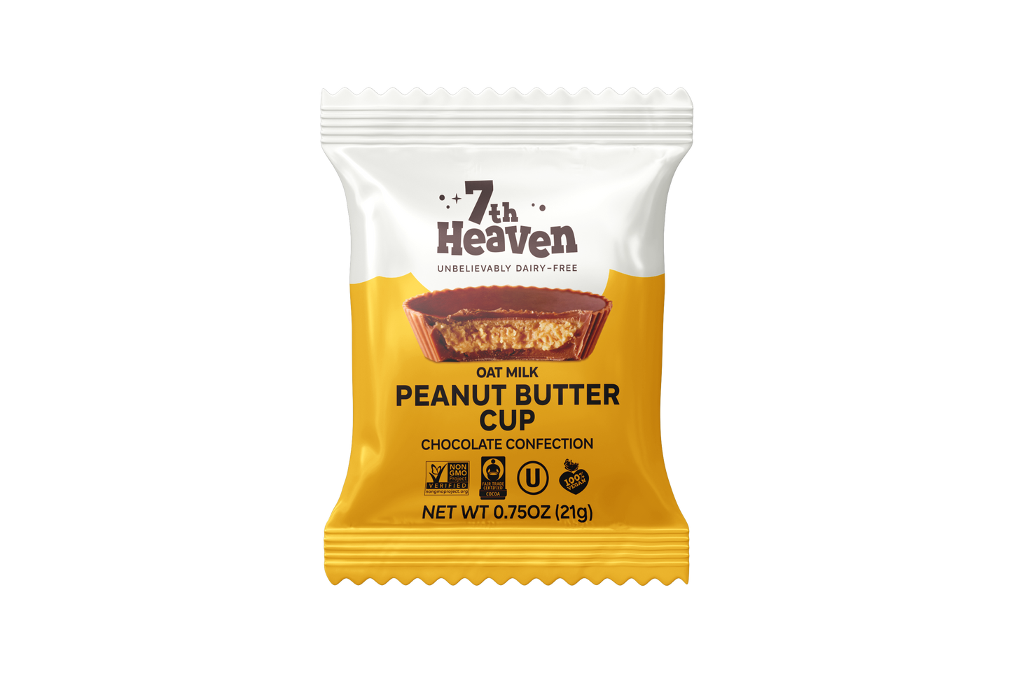 7th Heaven Chocolate - Oat Milk Chocolate Peanut Butter Cups Pouch - Non-GMO, Vegan