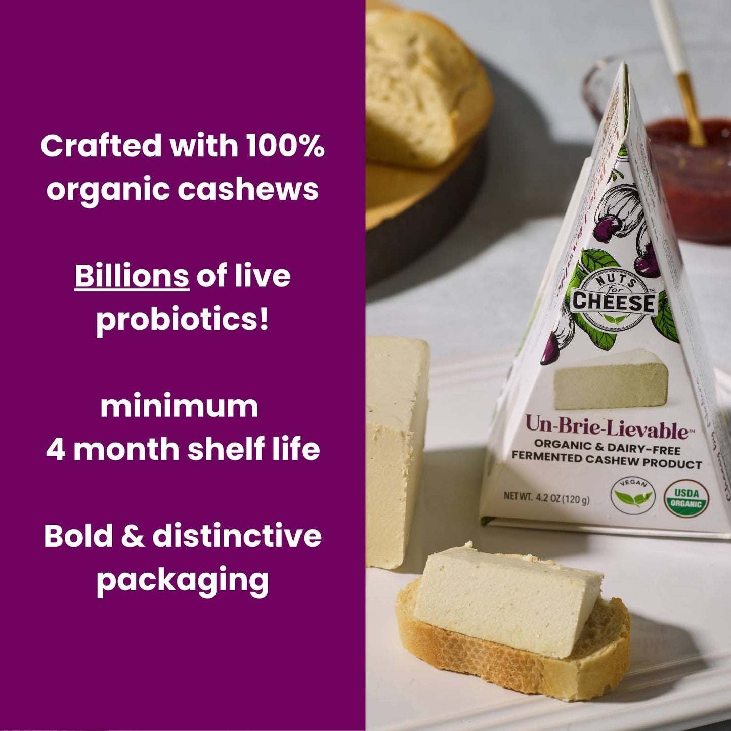 Nuts For Cheese - Un-Brie-Lievable™ Cashew Cheese Wedge | Organic | Vegan