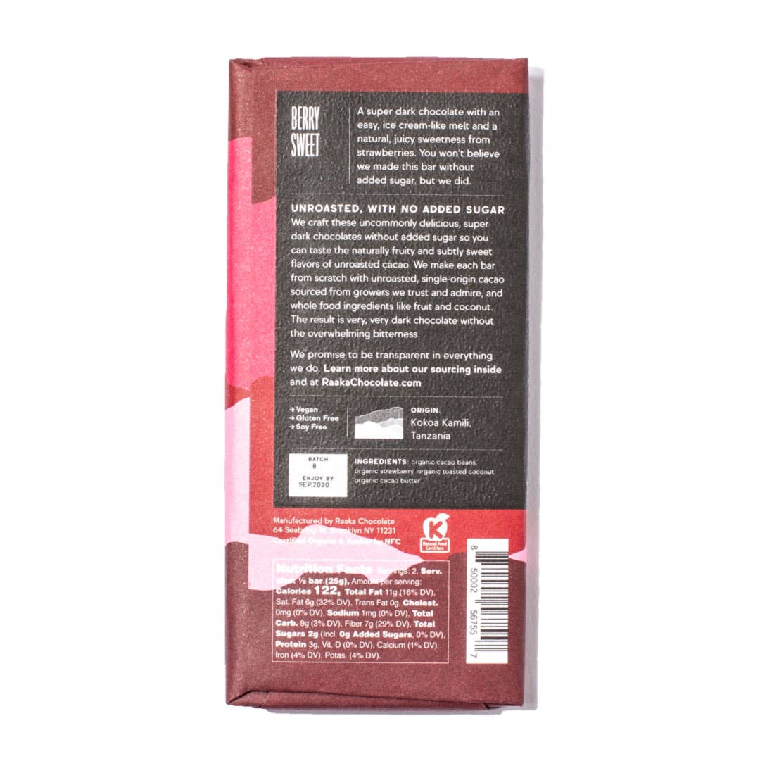 Raaka Chocolate - Pure Cacao & Strawberry & Coconut (No added sugar)