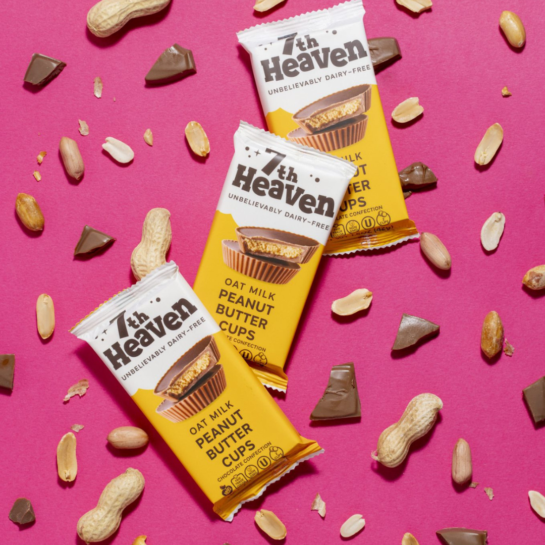 7th Heaven Chocolate - Vegan Oat Milk Chocolate Bar -  Peanut Butter Cups, Kosher
