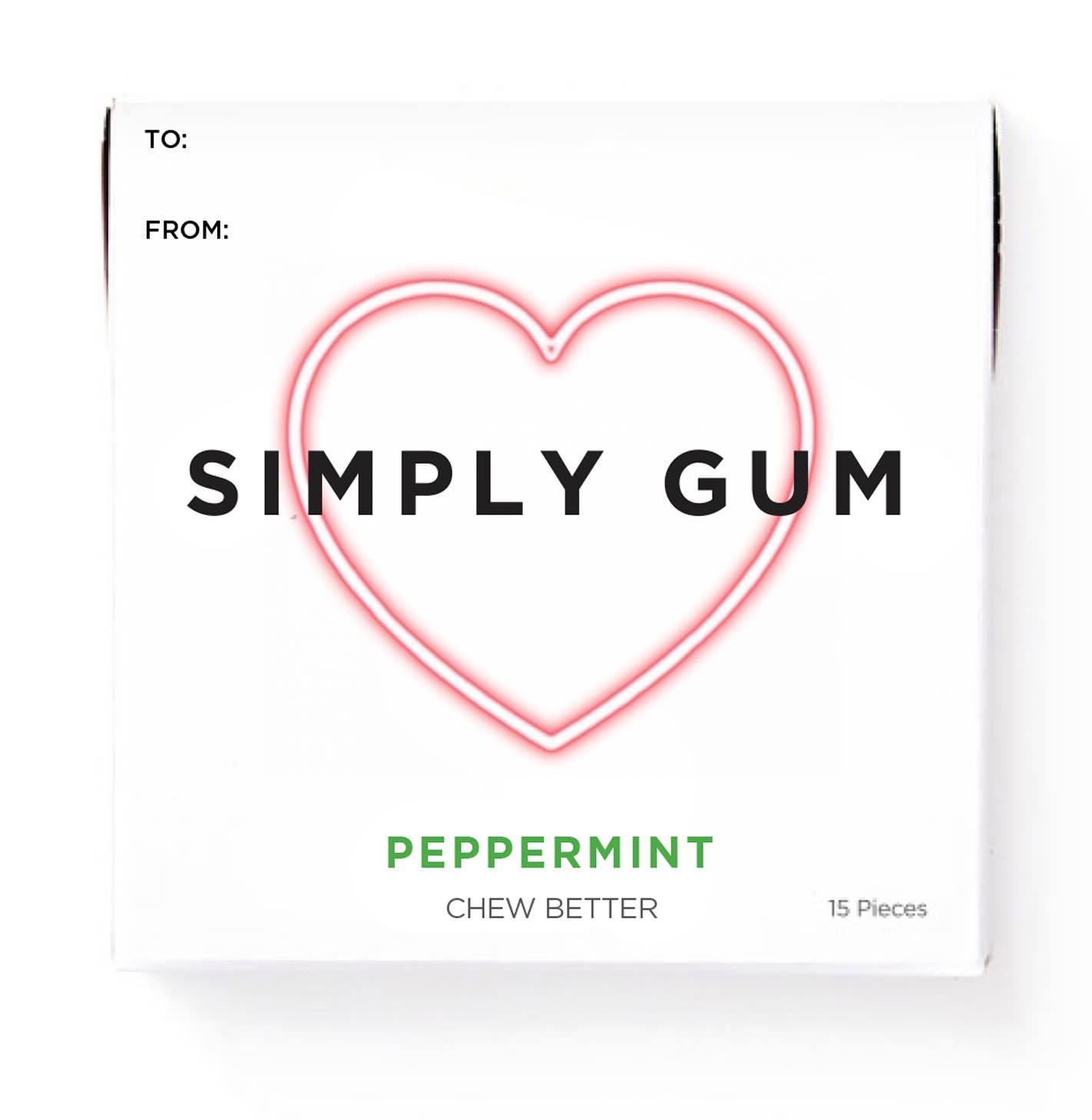 Simply Gum - Heart Box Peppermint Gum - Natural + Plastic-Free