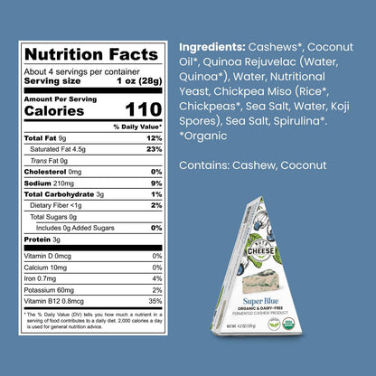 Nuts For Cheese - Super Blue Cashew Cheese Wedge | Organic | Artisan | Vegan