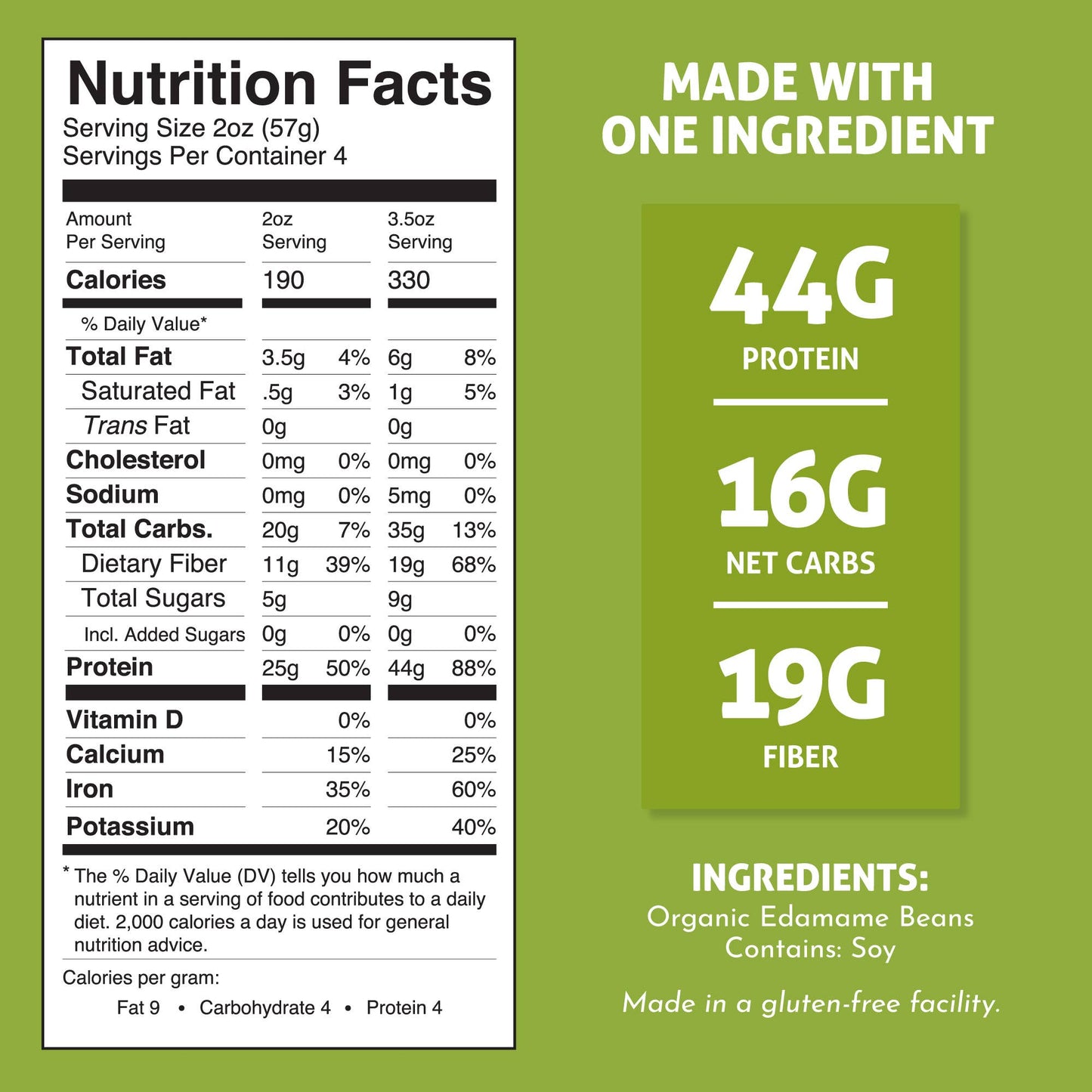 The Only Bean - Organic Edamame Fettuccine - Gluten Free Pasta
