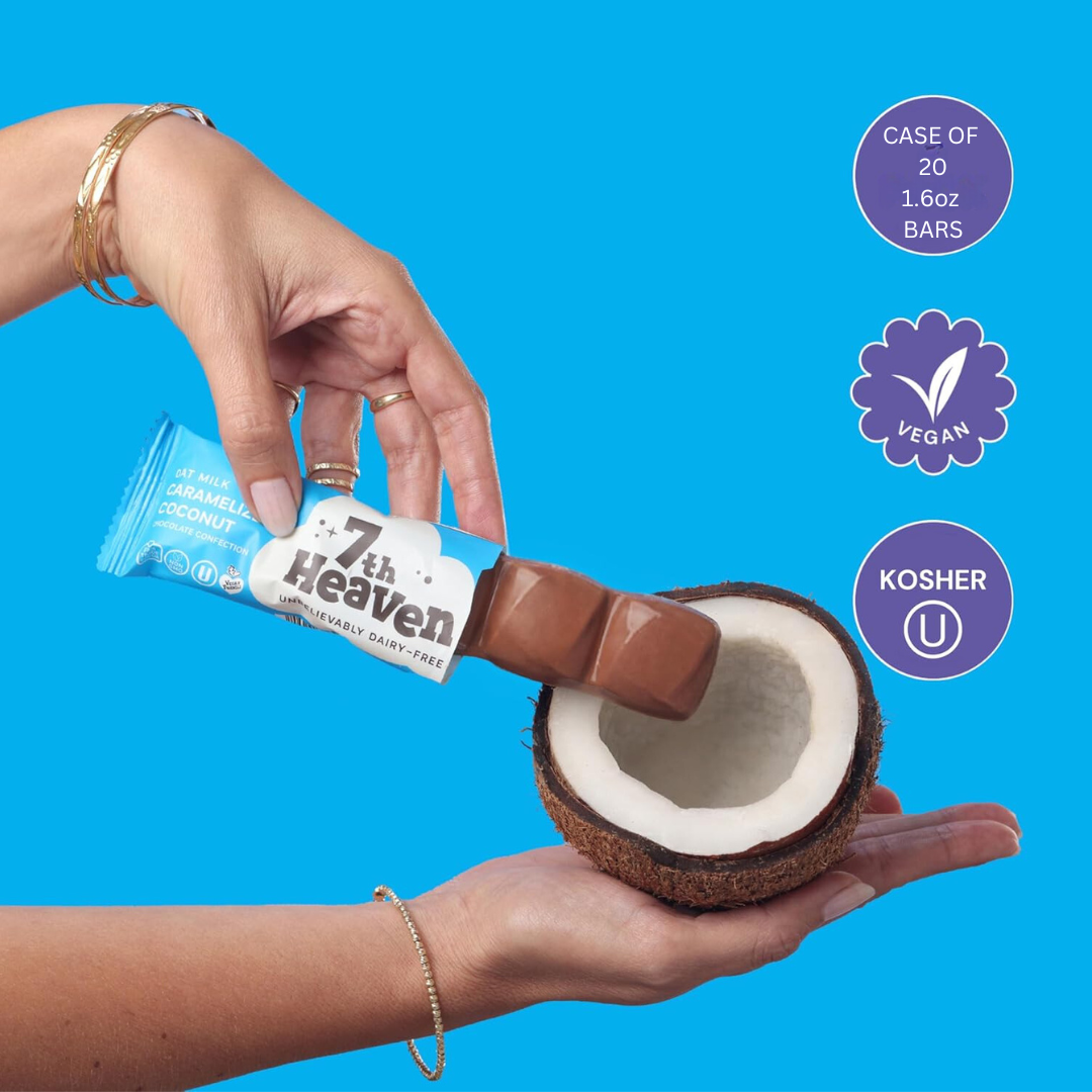 7th Heaven Chocolate - Vegan Oat Milk Chocolate Bar -  Caramelized Coconut, Non-GMO