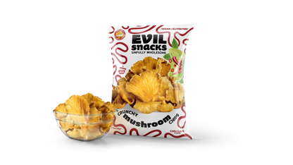 EVIL SNACKS - Crunchy Mushroom Chips Sriracha Lime Flavor, 2oz