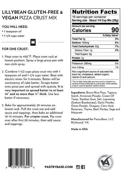 LillyBean Baking - Pizza Crust Mix (Vegan & Gluten-Free)