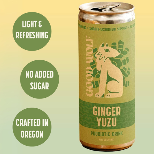 Good Wolf Beverages - Ginger Yuzu Probiotic Soda - No Added Sugar; Hand-Crafted
