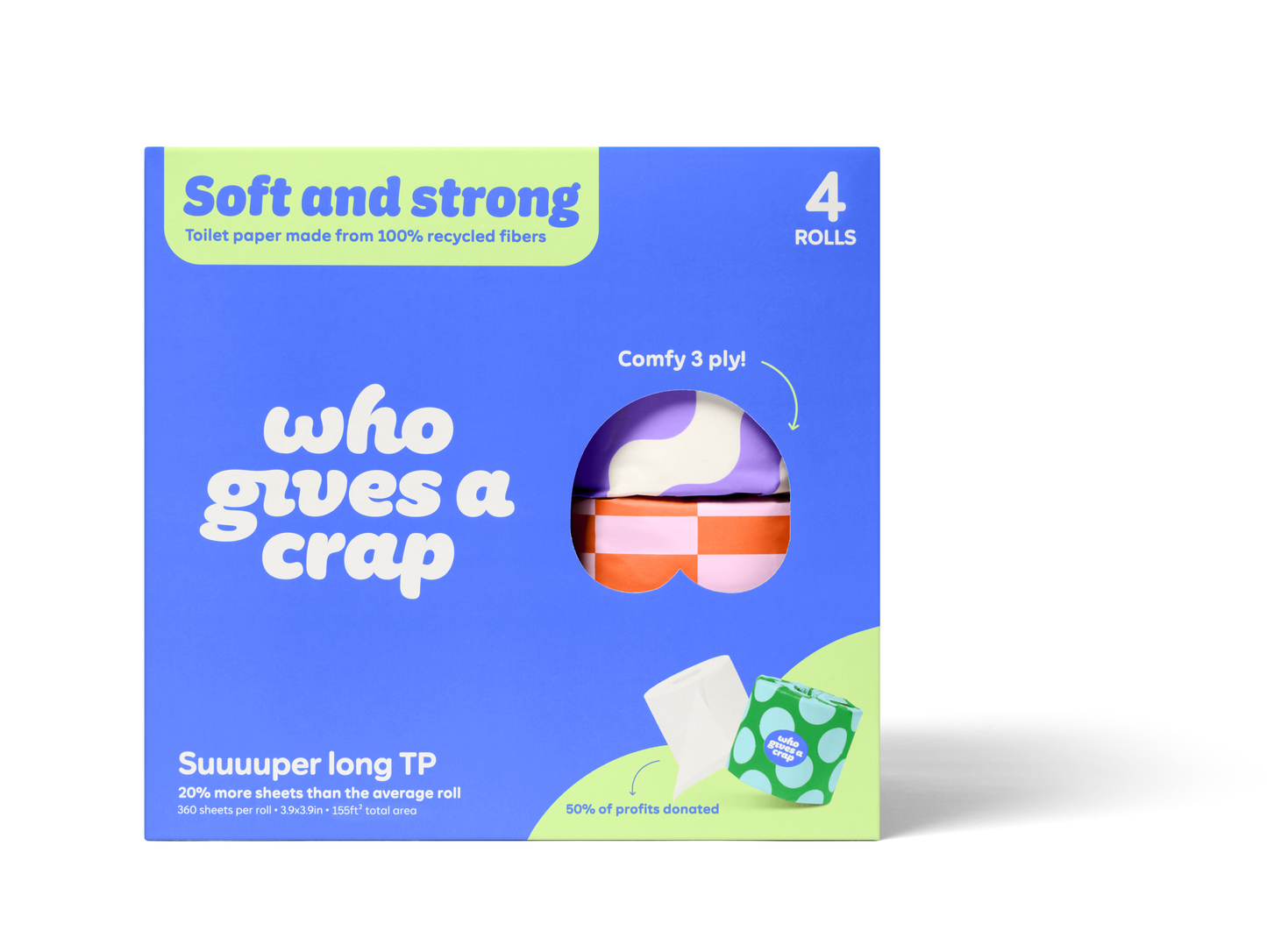 Who Gives a Crap - 100% Recycled Toilet Paper -  4 Pack