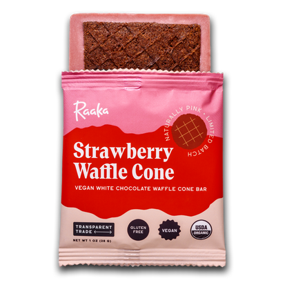 Raaka - Dipped Strawberry White Chocolate Waffle Cone Bar