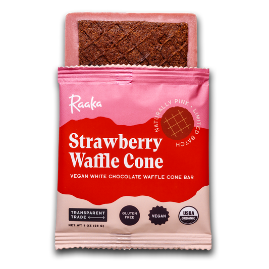 Raaka - Dipped Strawberry White Chocolate Waffle Cone Bar