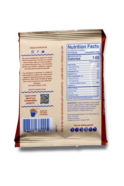 Stroop Club - Apple Pie Caramel Organic and Plant Based Stroopwafel 2-pack