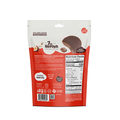 7th Heaven Chocolate - Oat Milk Hazelnut Cream & Rice Crisps Cups Pouch - Non-GMO
