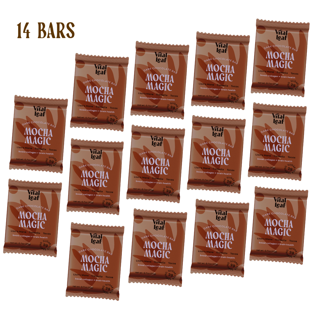 Vital Leaf - Mocha Magic Dark Chocolate Mini Bar | Lion's Mane + Tremella + Tocos |