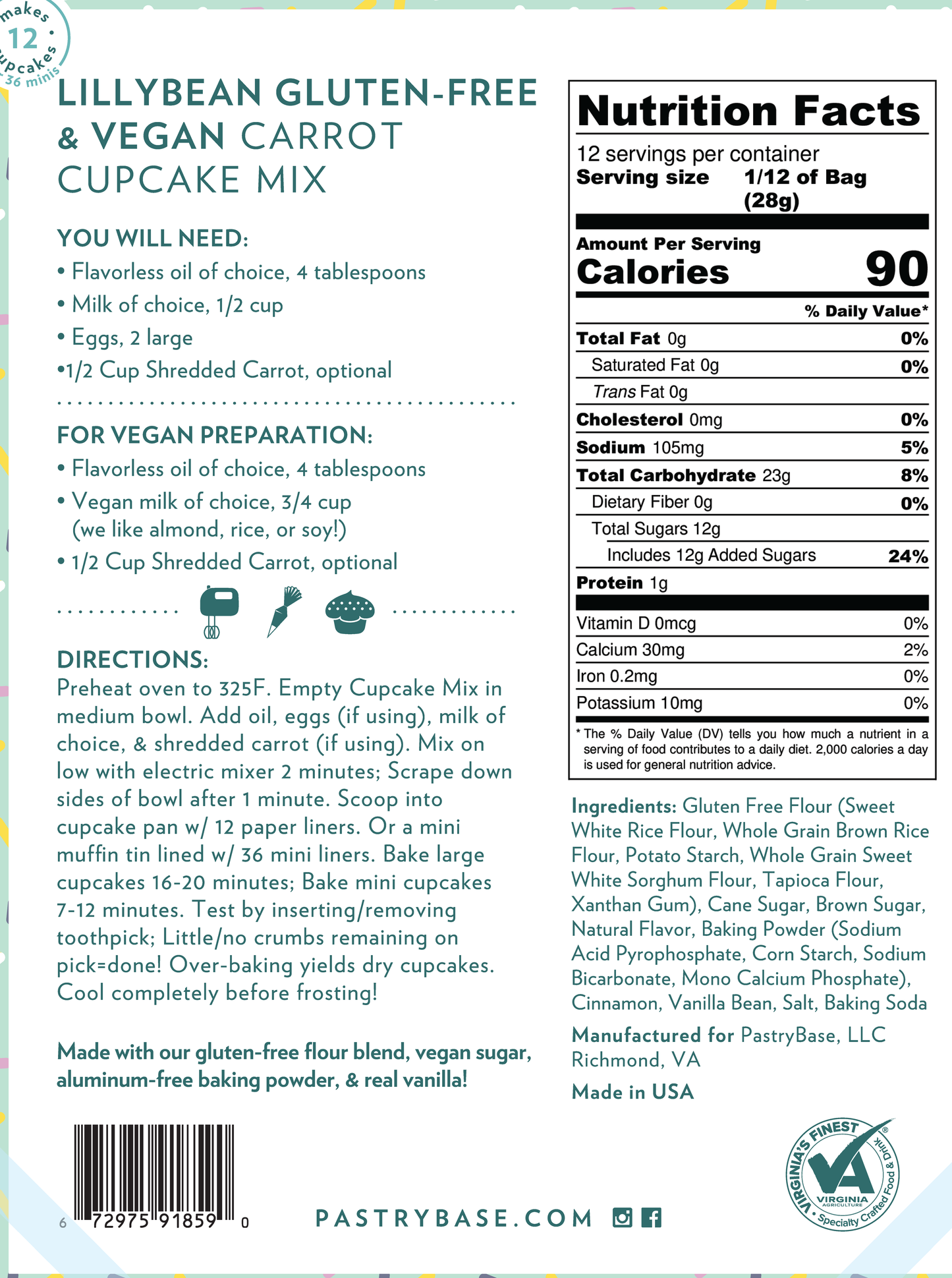 LillyBean Baking - Carrot Cupcake Mix (Vegan & Gluten-Free)