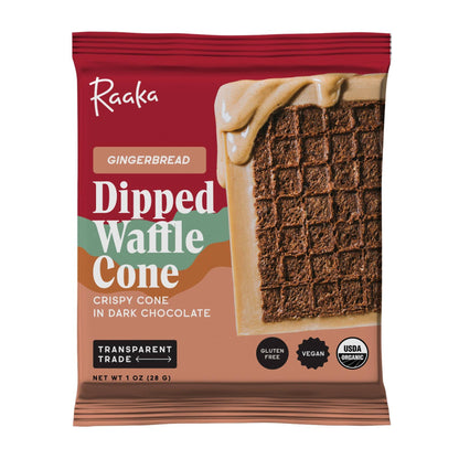 Raaka Chocolate - Gingerbread Dipped Waffle Cone Bar - Holiday Limited