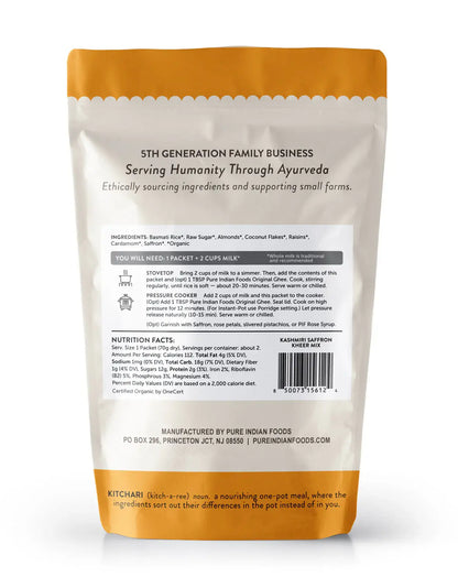 Pure Indian Foods - OnePot No. 4 Kashmiri Saffron Kheer Mix, Certified Organic