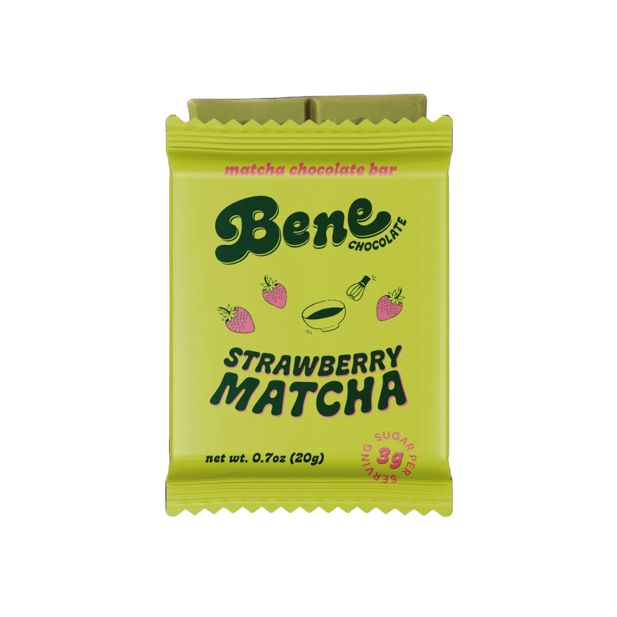 Bene Chocolate - Mini Strawberry Matcha Chocolate Bar: Less Stress (14-PACK)