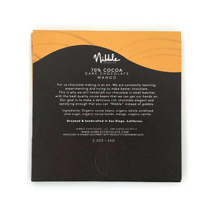 Nibble Chocolate - Inclusion Bar | 70% Madagascar Cocoa Mango Infused | Nibble