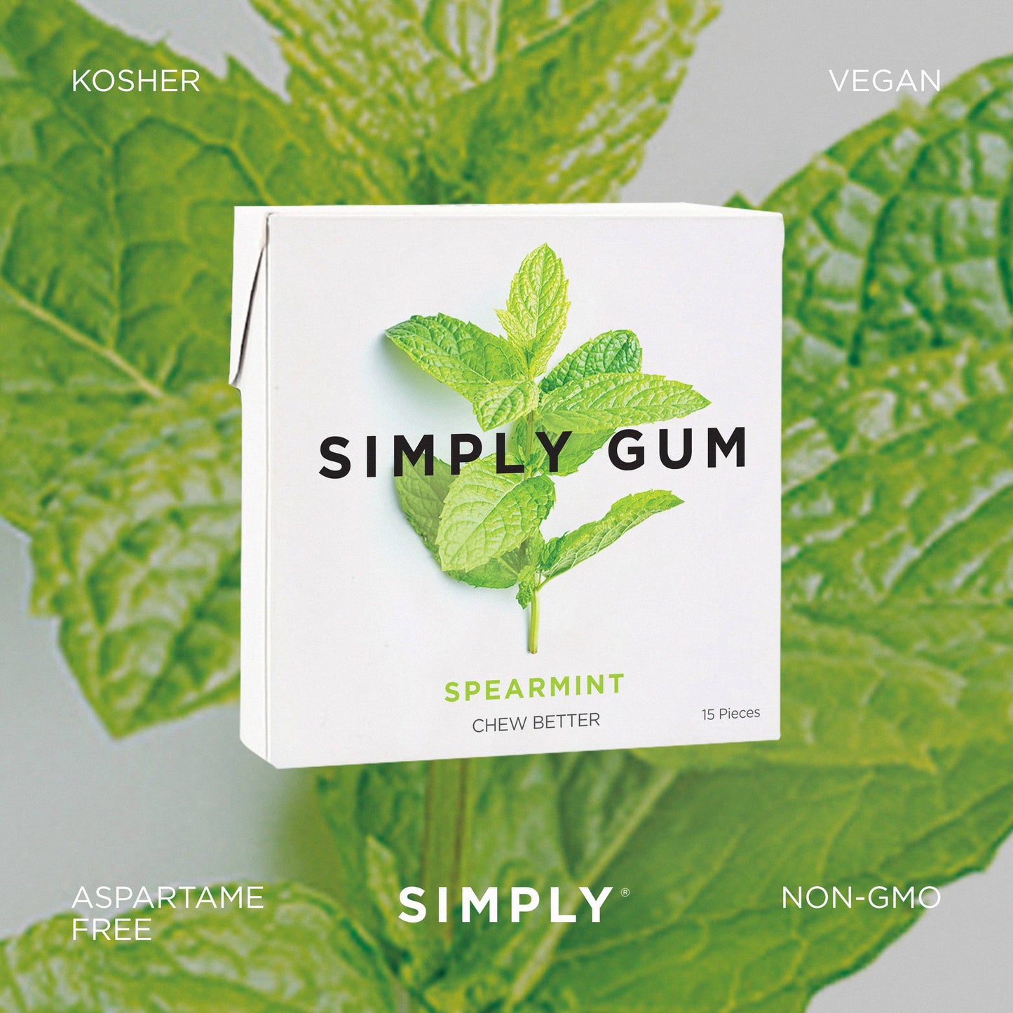 Simply Gum - Spearmint Chewing Gum - Natural + Plastic-Free