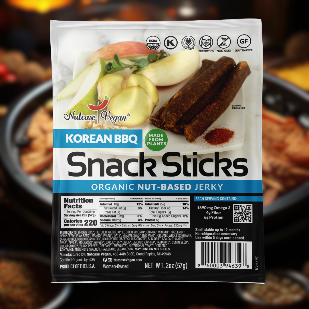 Nutcase Vegan - Korean BBQ Bulgogi Jerky Stick - Vegan, Plant-Based, Organic