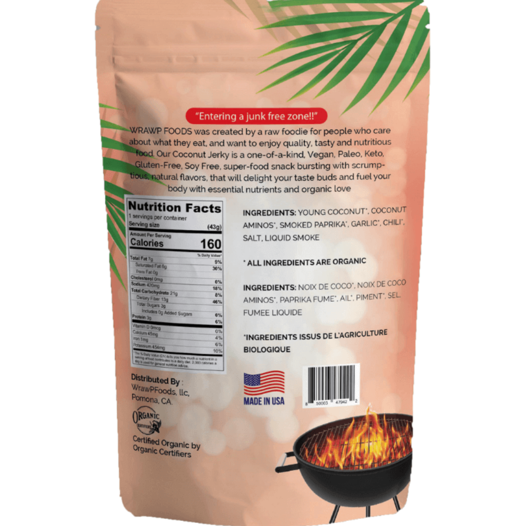 WrawP Foods - Coconut Jerky: Smokehouse BBQ