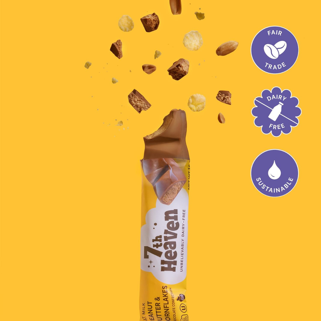 7th Heaven Chocolate - Vegan Oat Milk Chocolate Bar - Peanut Butter & Cornflakes