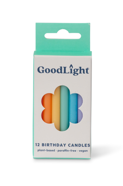 GoodLight Natural Candles - Vegan Birthday Candles | 12-Count Box: Pastel
