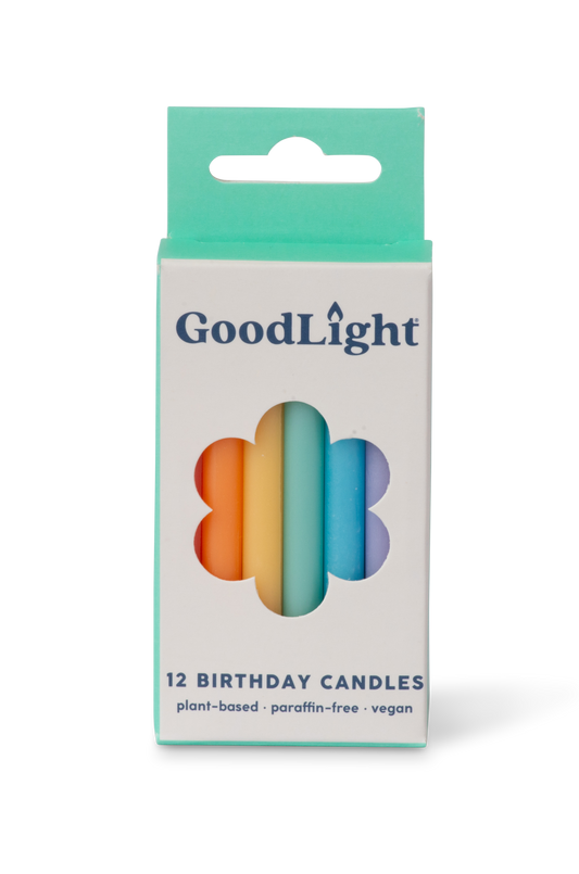 GoodLight Natural Candles - Vegan Birthday Candles | 12-Count Box: Pastel
