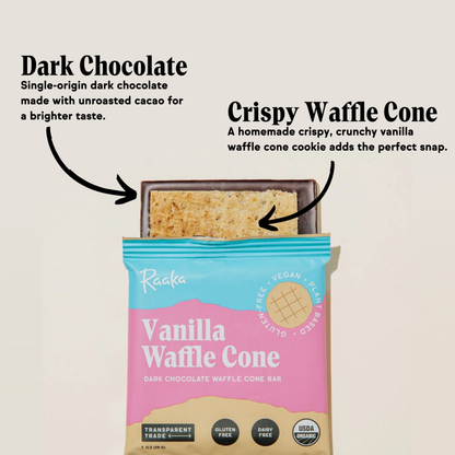 Raaka Chocolate - Vanilla Dipped Waffle Cone Chocolate Bar